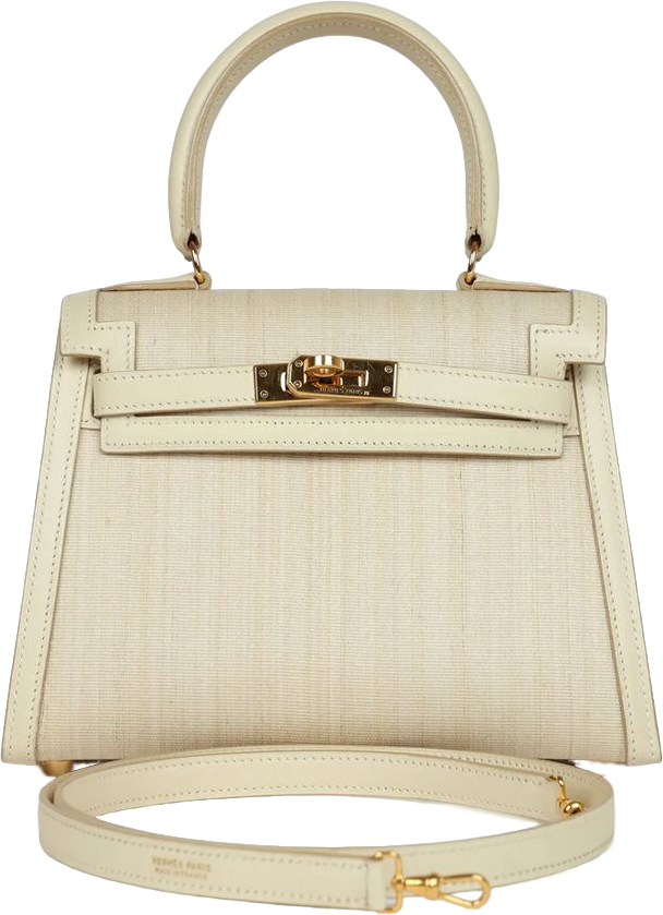 Vintage Hermes Kelly Sellier 20 Parchemin Crinoline and Box Gold Hardware