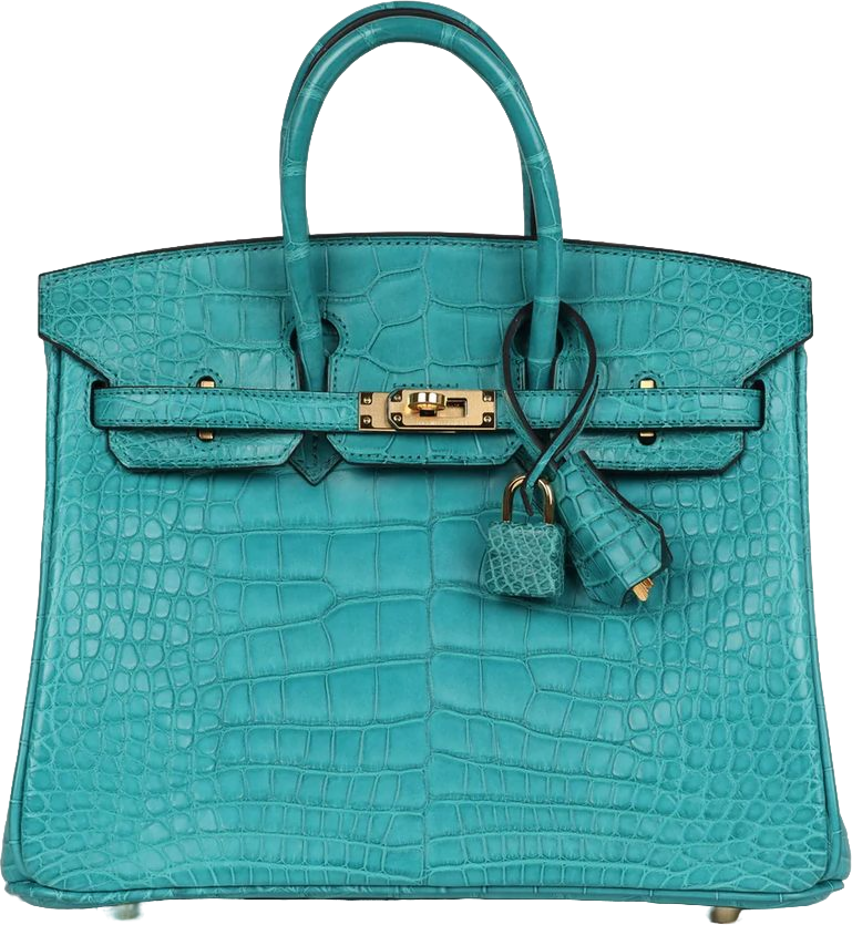 Hermes Birkin 25 Blue Paon Matte Alligator Gold Hardware