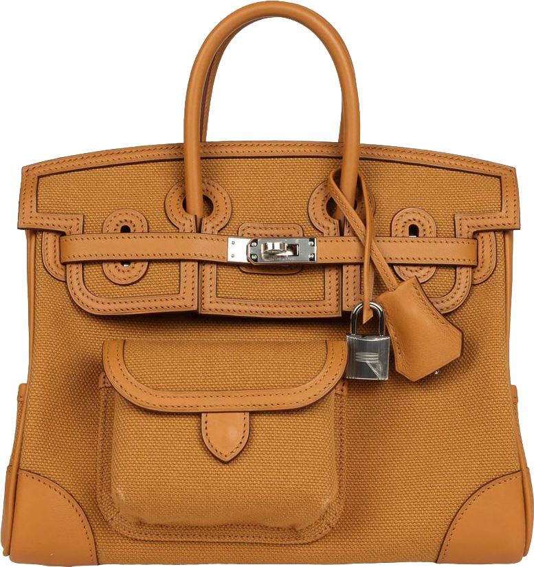 Hermes Birkin Cargo 25 Sesame Swift and Desert Toile Canvas Palladium Hardware
