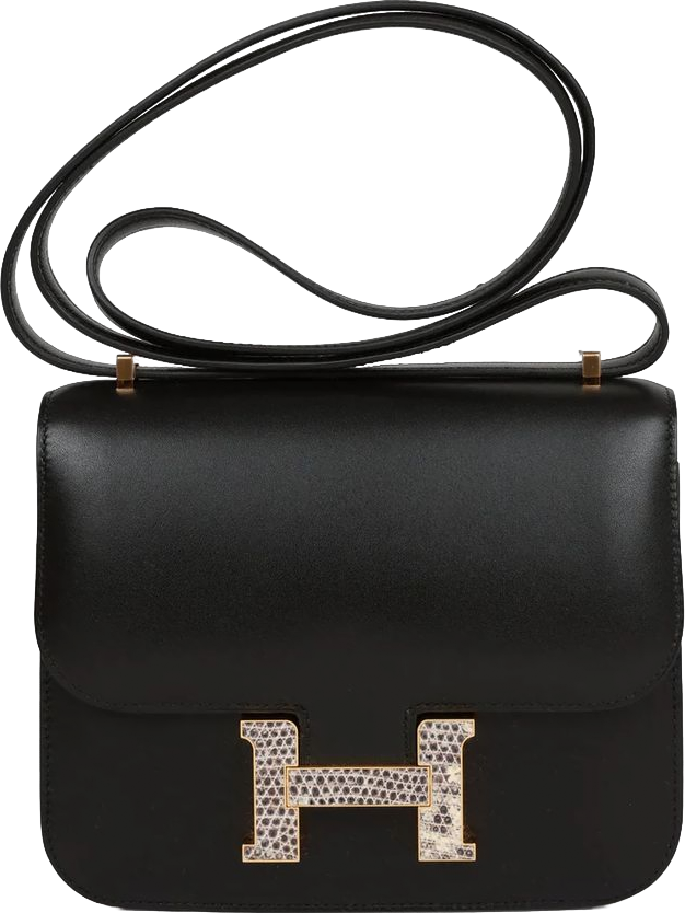 Hermes Constance 18 Black Tadelakt and Ombre Lizard Gold Hardware