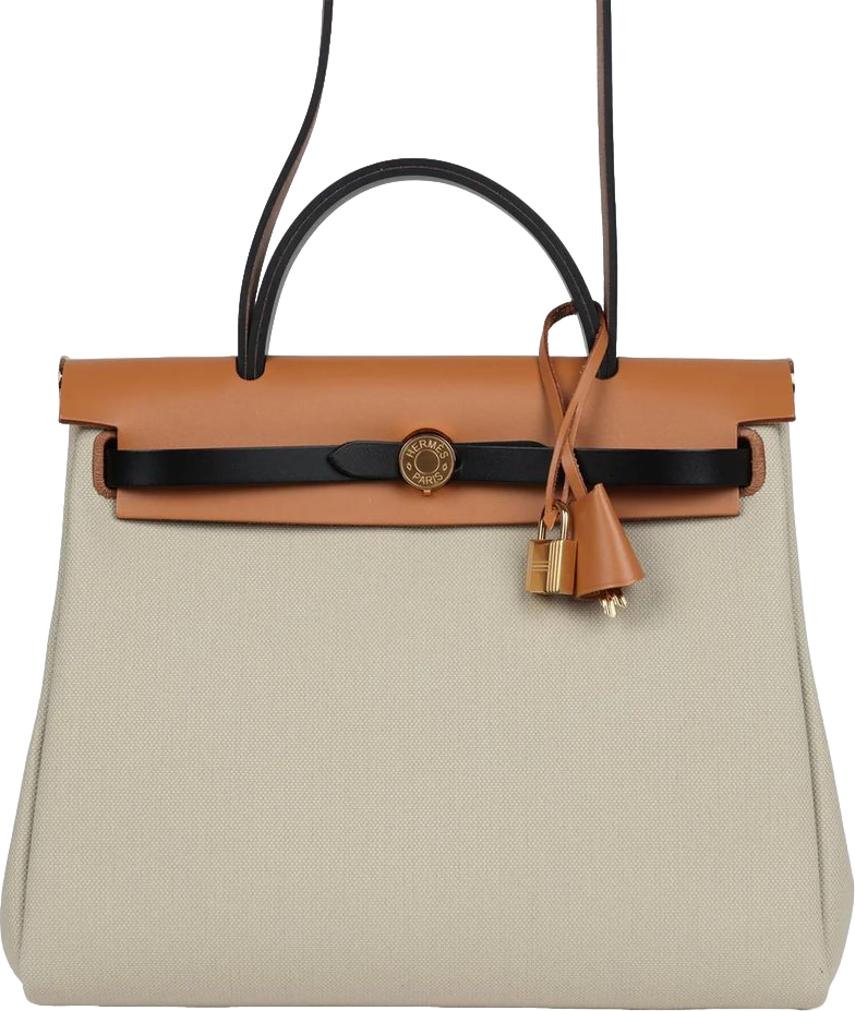 Hermes Herbag Zip 31 PM Ebene/Black/Naturel Sable Hunter & Beton Toile Militaire Gold Hardware