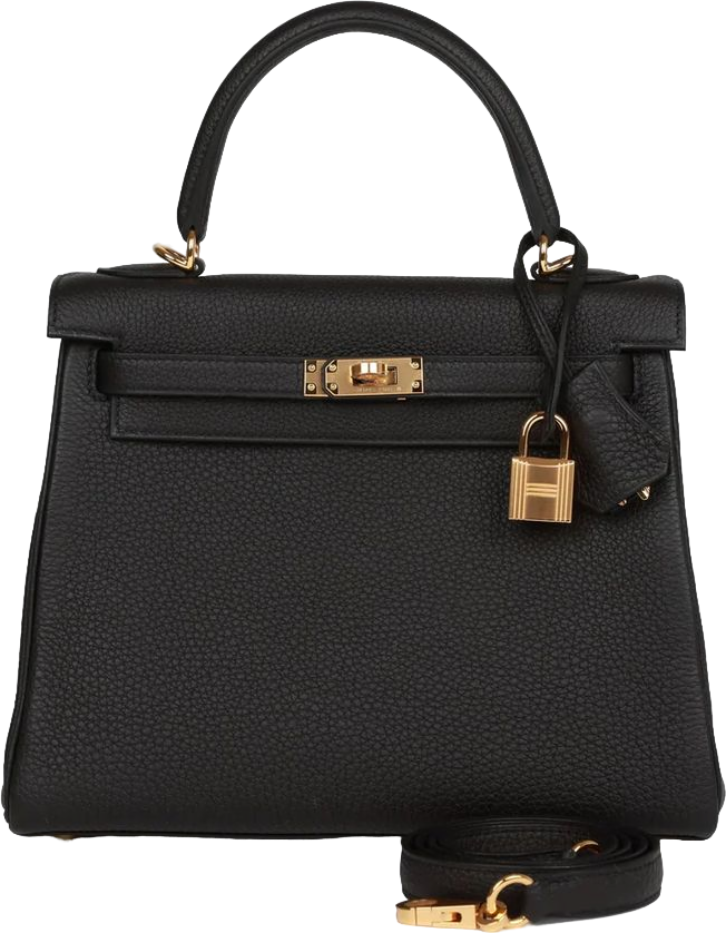 Hermes Kelly Retourne 25 Black Togo Gold Hardware