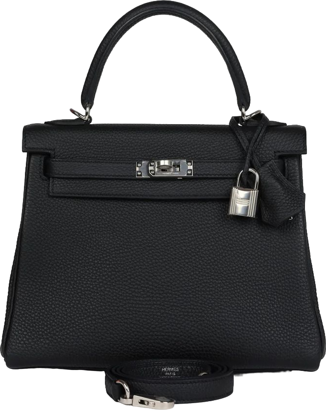 Hermes Kelly Retourne 25 Black Togo Palladium Hardware