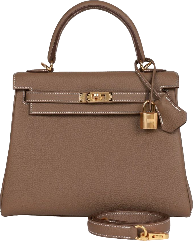 Hermes Kelly Retourne 25 Etoupe Togo Gold Hardware