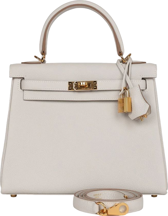 Hermes Kelly Retourne 25 Gris Pale Togo Gold Hardware