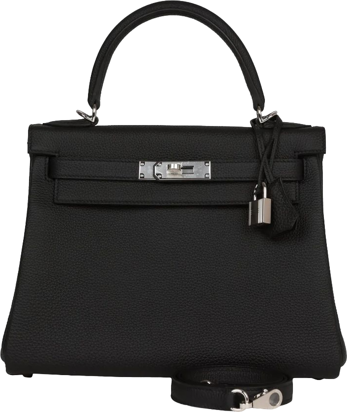 Hermes Kelly Retourne 28 Black Togo Palladium Hardware