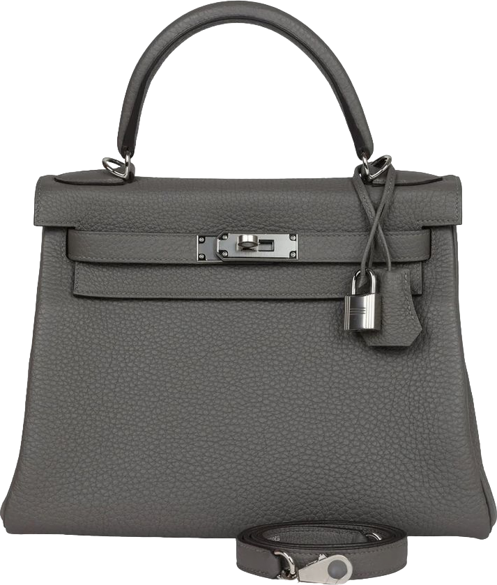 Hermes Kelly Retourne 28 Gris Meyer Clemence Palladium Hardware