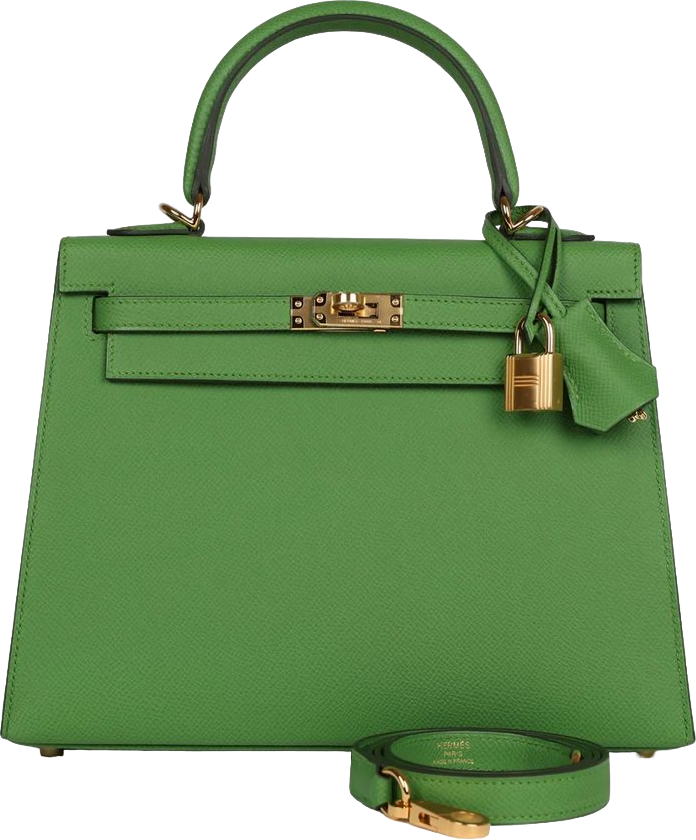 Hermes Kelly Sellier 25 Vert Yucca Epsom Gold Hardware