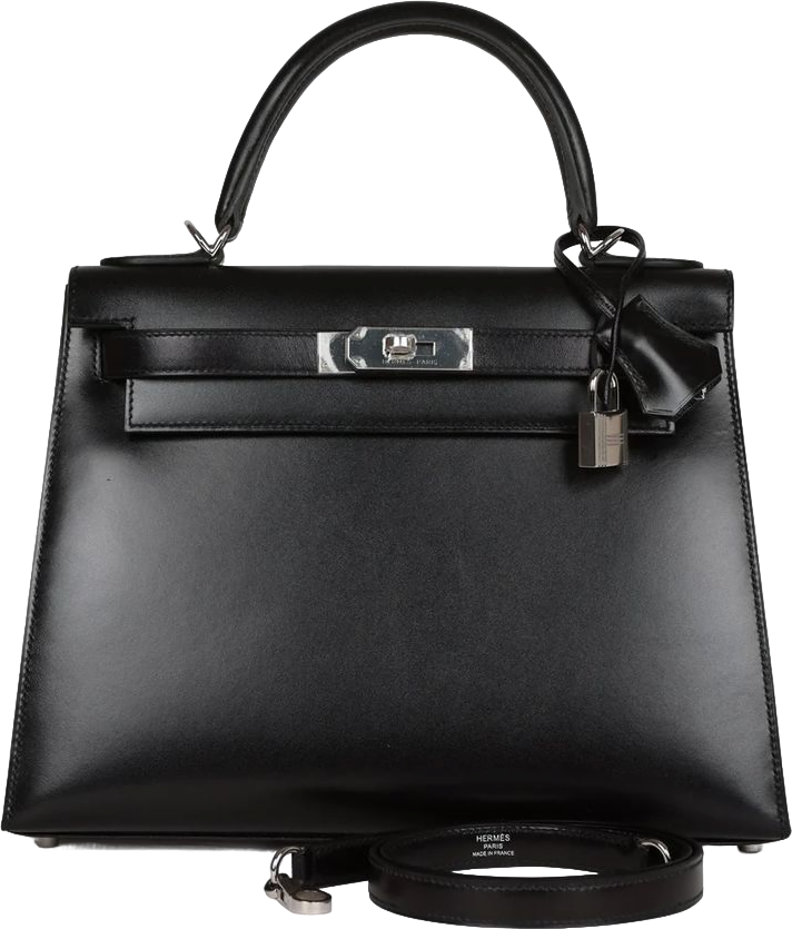Hermes Kelly Sellier 28 Black Box Palladium Hardware