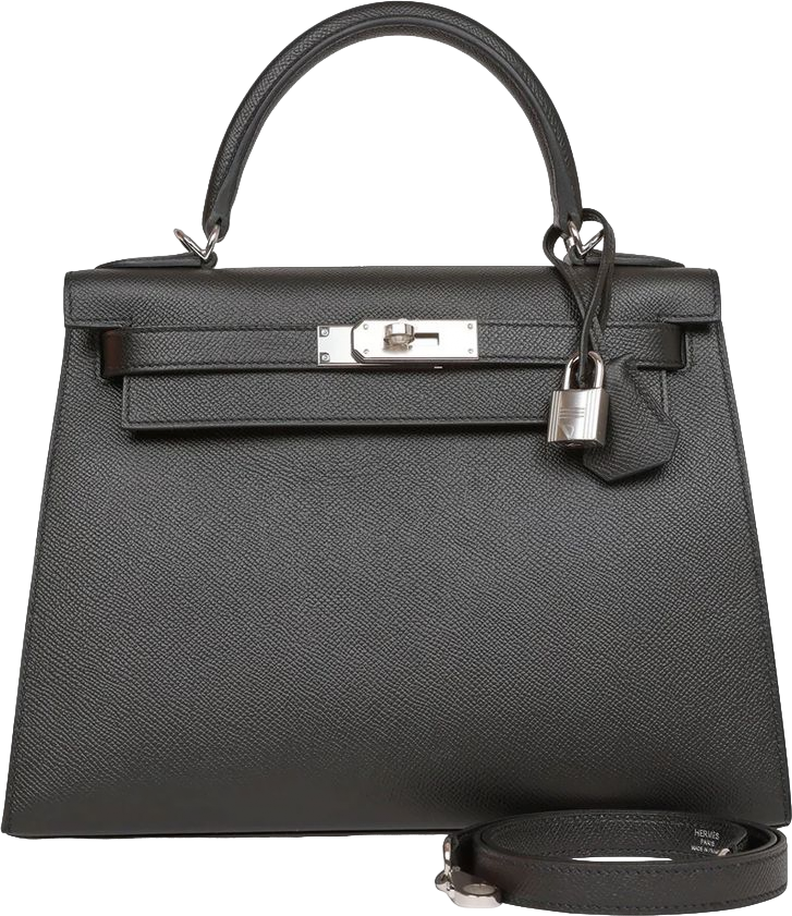 Hermes Kelly Sellier 28 Black Epsom Palladium Hardware