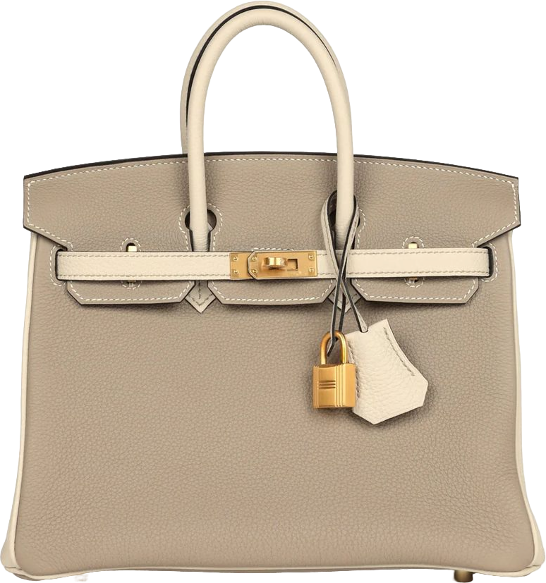 Hermes Special Order (HSS) Birkin 25 Gris Tourterelle and Craie Togo Brushed Gold Hardware