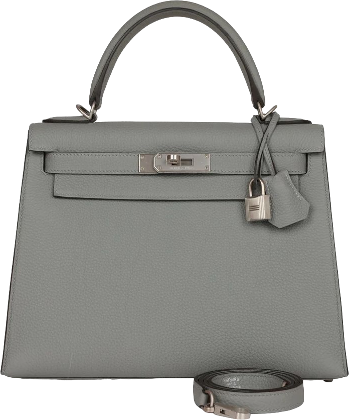 Hermes Special Order (HSS) Kelly Sellier 28 Gris Mouette Verso Togo Brushed Palladium Hardware