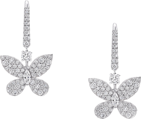 Pavé Butterfly Mini Diamond Drop Earrings Graff Pavé Butterfly Mini Diamond Drop Earrings Graff