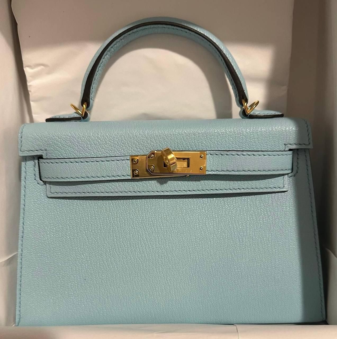 Mini Kelly blue zephyr / chèvre Mysore / ghw W