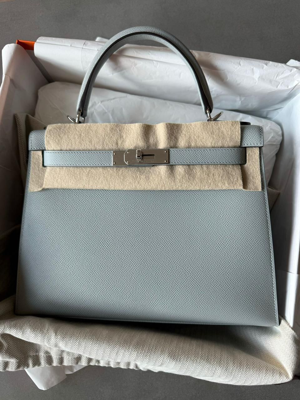 Hermes Kelly 28 Bleu Glacier / Epsom / phw W