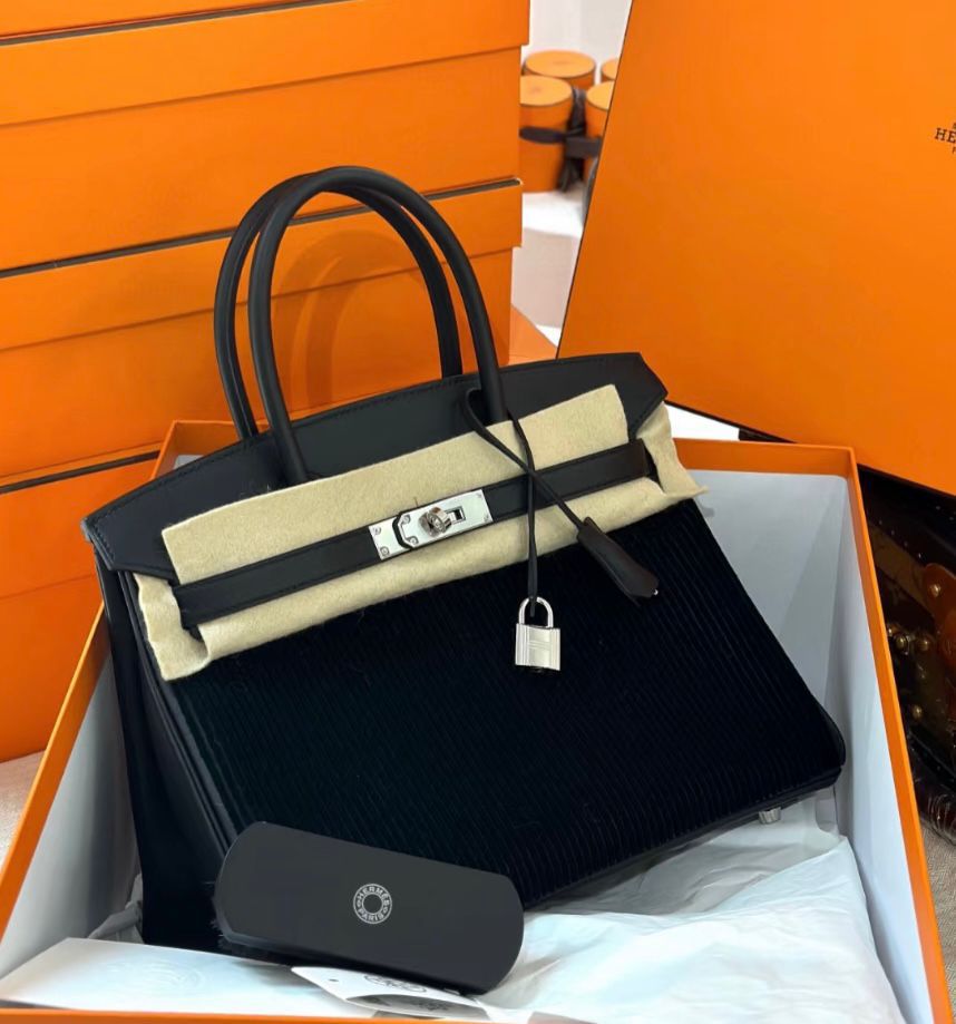 Hermes Birkin 30 black / Cote à cote / Phw B