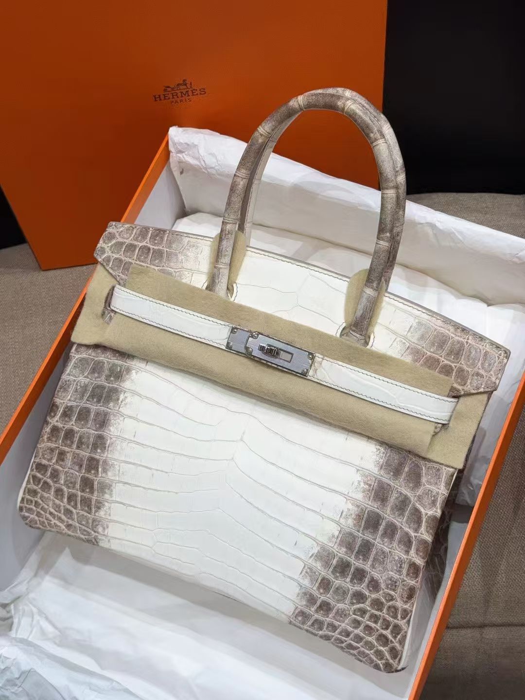 Hermes Birkin 30 Mate Himalaya / Crocodile Niloticus / Phw