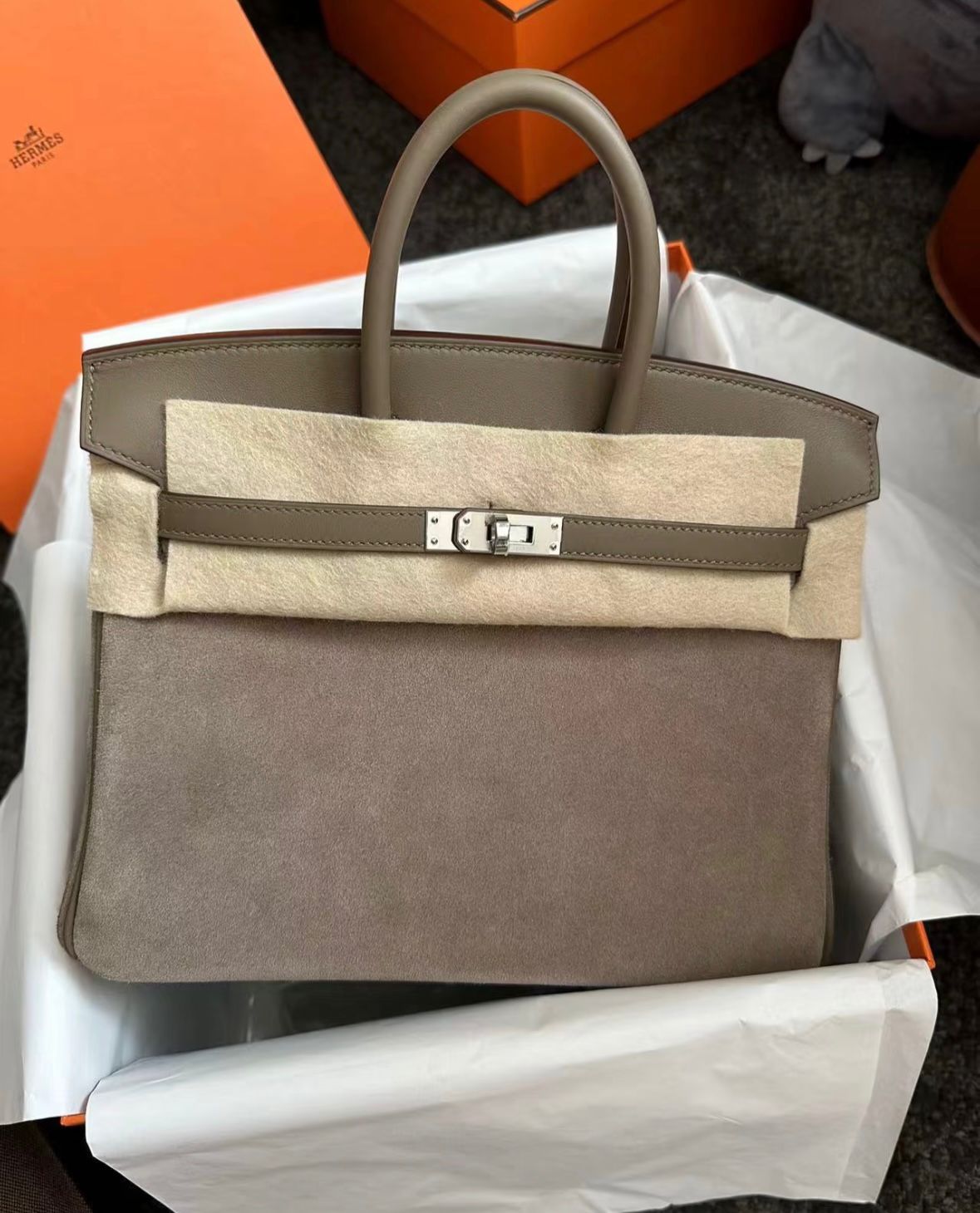 Hermes Birkin 25 Etoupe / Grizzly / Phw W