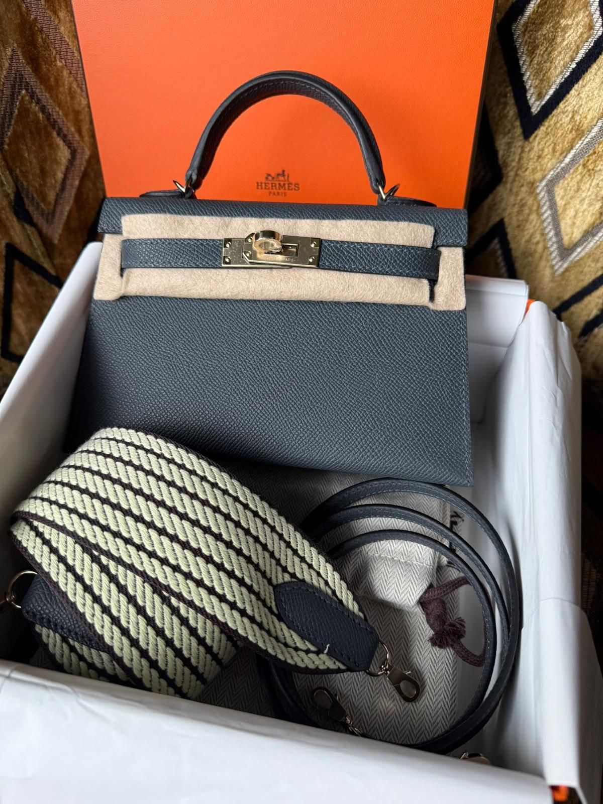 Hermes Kelly 20 gris misty / Epsom / pbhw